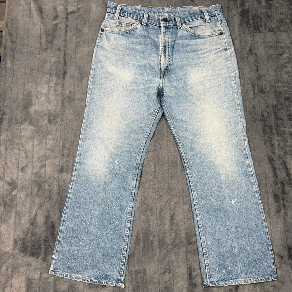 Levis Orange Tab Jeans Mens 33x26.5 Light Blue Vintage Straight Leg Distressed